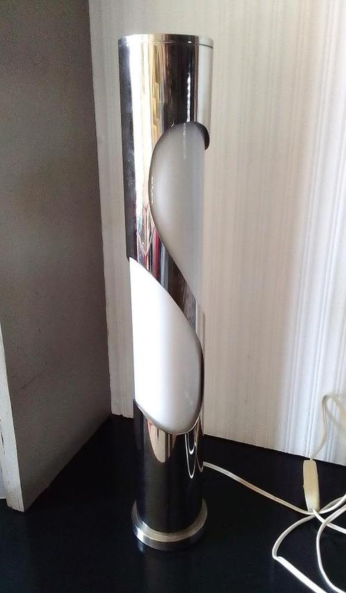 Space Age tafellamp verchroomd metaal en glas, R. Mathieu, Huis en Inrichting, Lampen | Tafellampen, Gebruikt, Minder dan 50 cm