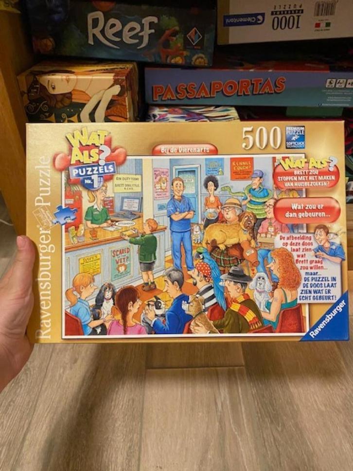 puzzel  Bij de de dierenarts van Wat Als?, Hobby en Vrije tijd, Denksport en Puzzels, Gebruikt, Legpuzzel, 500 t/m 1500 stukjes