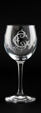 lot de 8 verres à vin blanc en cristal avec monogramme CL, Collections, Enlèvement ou Envoi, Cristal