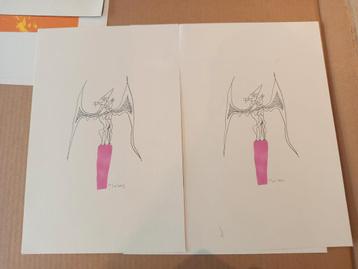 Zeefdrukken 6 werkstukken kunst  beschikbaar voor biedingen