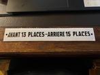 Ancienne plaque émaillée Avant 13 places - Arrière 15 places, Antiquités & Art, Enlèvement