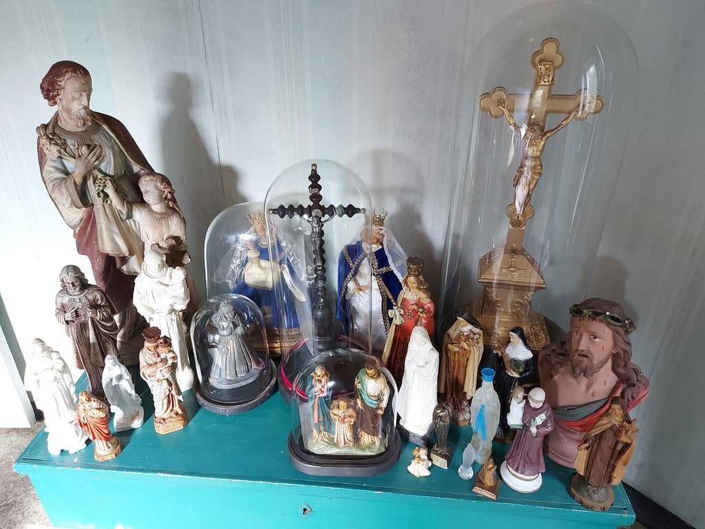 Lot religieuze beelden, Verzamelen, Ophalen of Verzenden, Gebruikt, Beeld(je), Christendom | Katholiek