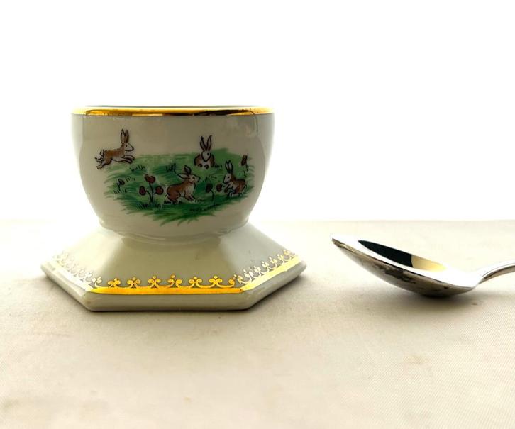 Limoges porselein vintage eierdop verzilverd lepel Elldee, Antiquités & Art, Antiquités | Porcelaine, Enlèvement ou Envoi