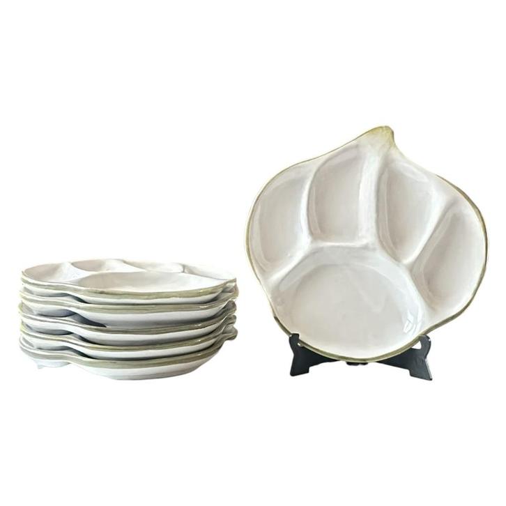 Set van 6 borden met artisjokken in compartimenten — Faïence, Antiek en Kunst, Antiek | Keramiek en Aardewerk, Ophalen of Verzenden