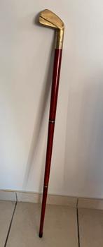 4-delige bruine houten afneembare wandelstok met golfkop, Ophalen, Opvouwbaar, Gebruikt