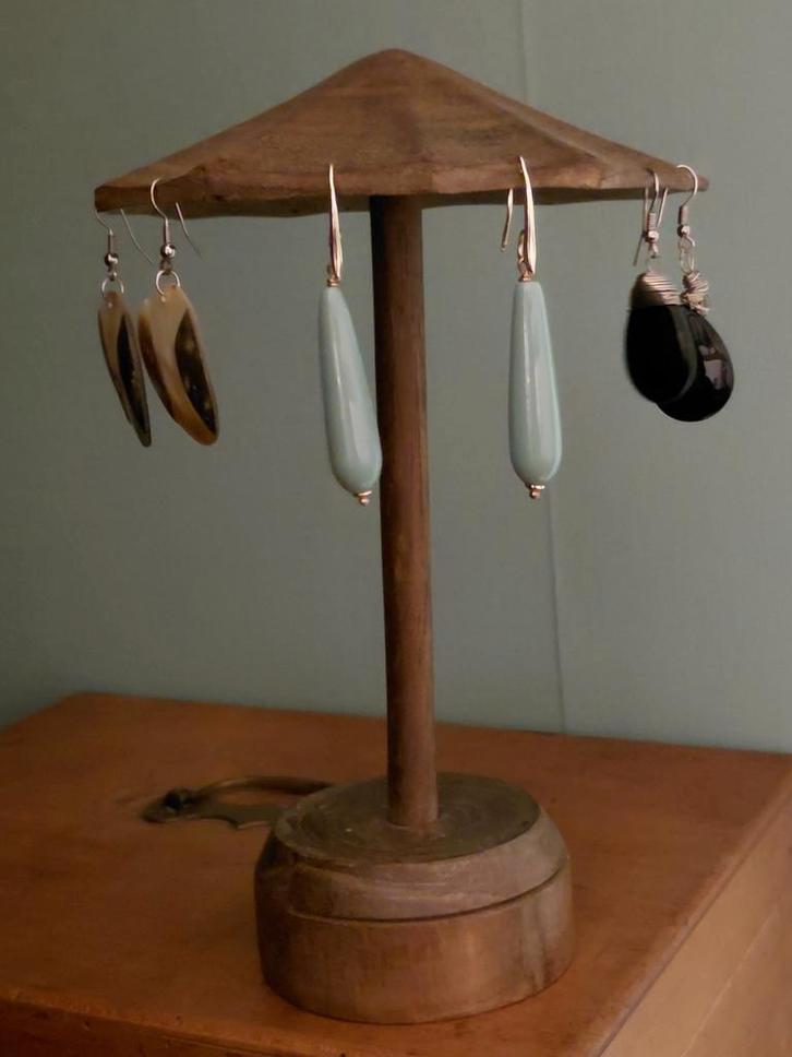 Houten sieraden- oorbellen standaard, staander, Antiek en Kunst, Curiosa en Brocante, Ophalen of Verzenden