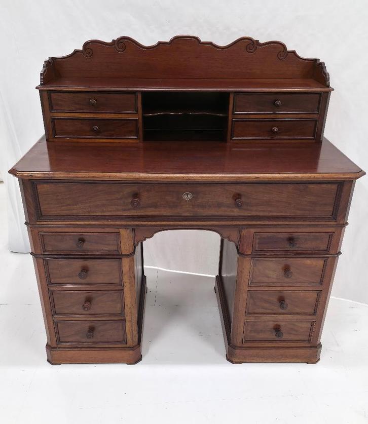 Antiek massief Engels mahonie staand wandbureau, Antiek en Kunst, Antiek | Kantoor en Zakelijk, Ophalen of Verzenden