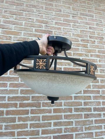 Landelijke Glazen Plafondlamp, zeer mooi!, Huis en Inrichting, Ophalen of Verzenden, Zo goed als nieuw