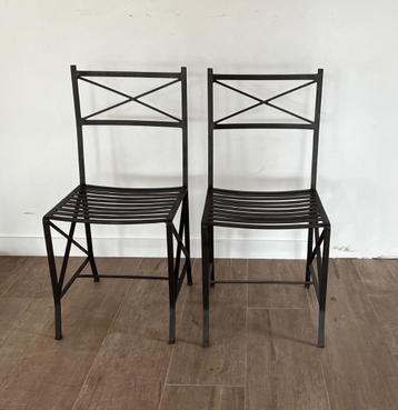 Set v 2 stevige stoel tuinstoel smeedijzer metaal bronskleur beschikbaar voor biedingen
