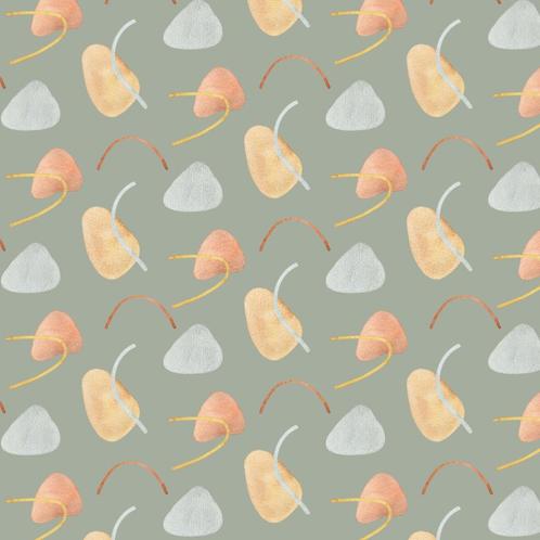 Jersey digital stof shapes and lines, sage., Hobby en Vrije tijd, Stoffen en Lappen, Nieuw, Katoen, 120 cm of meer, 200 cm of meer