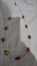 Zilver antiek ketting met amber, Ophalen of Verzenden
