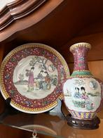 Chinese vaas met bijpassend bord, Ophalen of Verzenden