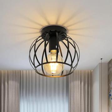 Vintage plafondlamp semi-inbouw zwart plafondlamp armatuur 