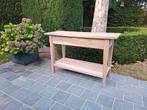 Sidetable uit massieve teak. Geluchtgomd., Huis en Inrichting, Ophalen of Verzenden, Zo goed als nieuw