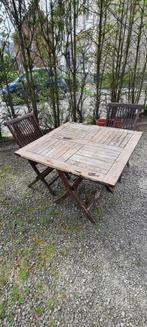 Table en teak pliable en bois et deux chaises, Enlèvement, Utilisé