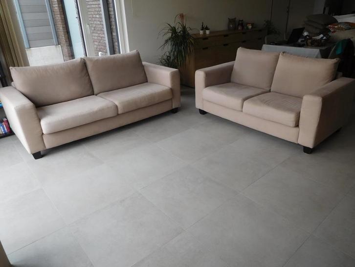 Zetels 3-zit en 2-zit (zeer goede staat!), Huis en Inrichting, Zetels | Zetels, Gebruikt, Rechte bank, Vierpersoons of meer, Hout