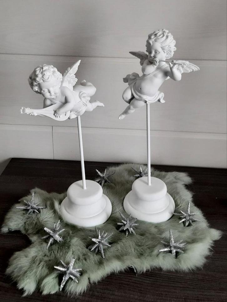 Kerstdecoratie : set van 2 engelen op staander, Diversen, Kerst, Zo goed als nieuw, Ophalen of Verzenden
