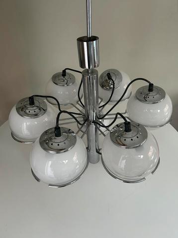 Vintage Retro Space Age Luster - Chroom & Opaline Glas beschikbaar voor biedingen