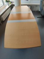 Stevige tafel hout met grijs metalen poten’ verlengbaar, Huis en Inrichting, Ophalen, Zo goed als nieuw