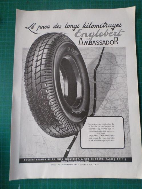 Englebert pneus - publicité papier - 1947, Verzamelen, Merken en Reclamevoorwerpen, Gebruikt, Overige typen, Ophalen of Verzenden