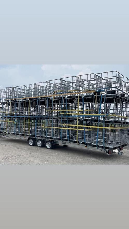 Ibc metalen of plastic palletkooi (opslag voor hout, tegels), Doe-het-zelf en Bouw, Kratten en Dozen, Zo goed als nieuw
