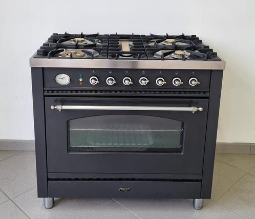 🍀Luxe Fornuis Boretti 90 cm antraciet 5 pits 1 grote oven, Elektronische apparatuur, Fornuizen, Zo goed als nieuw, Vrijstaand