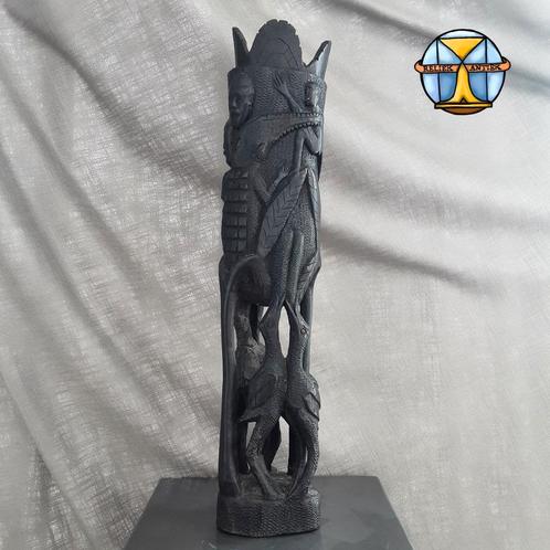 Arbre de vie africain Makondé en ébène sculpté sur bois (60, Antiquités & Art, Art | Sculptures & Bois, Enlèvement ou Envoi