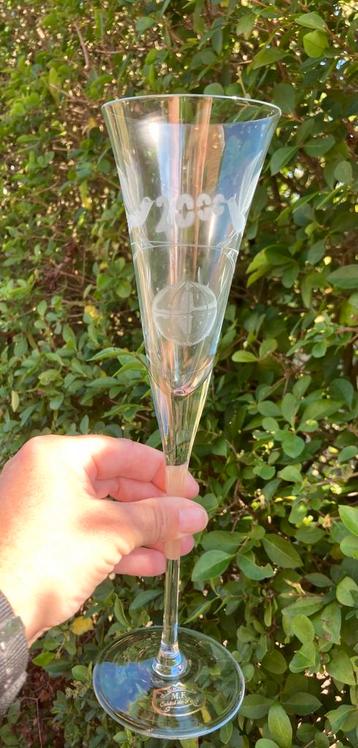 2 kristallen champagneglazen 2000 - M.F. Crystal de Paris beschikbaar voor biedingen