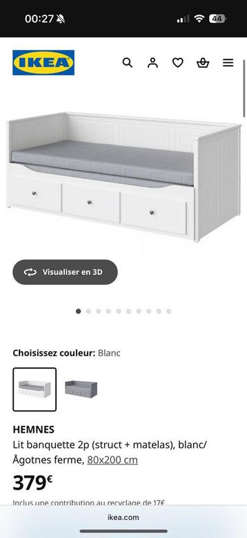 Lit + mattelas(1msur2m), Enlèvement ou Envoi, Comme neuf