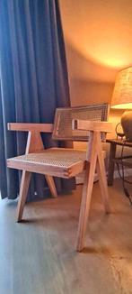 luxe design stoel hout rotan - jeanneret stijl - bleek hout, Huis en Inrichting, Modern, wabi sabi, Riet of Rotan, Bruin, Nieuw