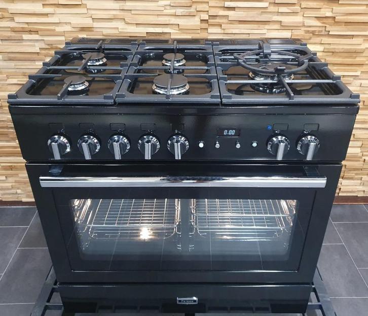 🔥Luxe Falcon Professional plus FX Fornuis 90cm zwart rvs, Elektronische apparatuur, Fornuizen, Zo goed als nieuw, Vrijstaand