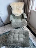 Vintage eenzit met poef, Huis en Inrichting, Ophalen, Gebruikt