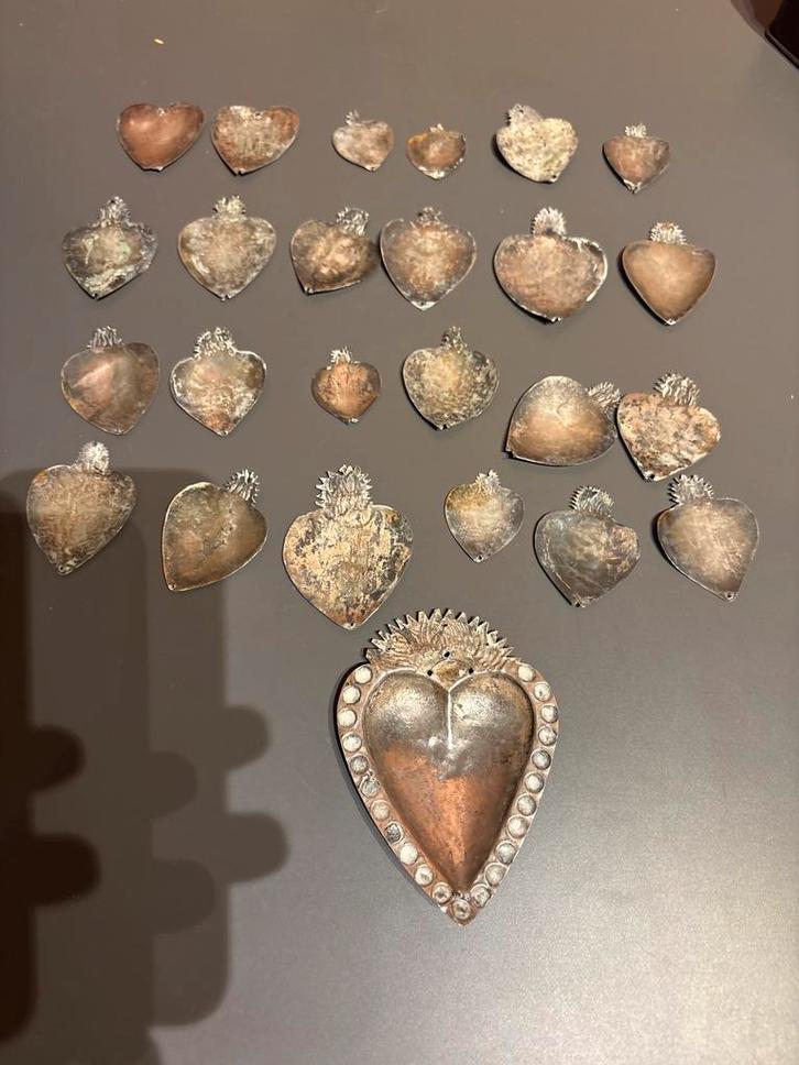 ex-voto harten , katholieke tradities, zilver, antiek, Antiek en Kunst, Antiek | Religieuze voorwerpen, Verzenden