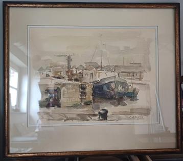 Aquarel in lijst, Frans Bruers beschikbaar voor biedingen