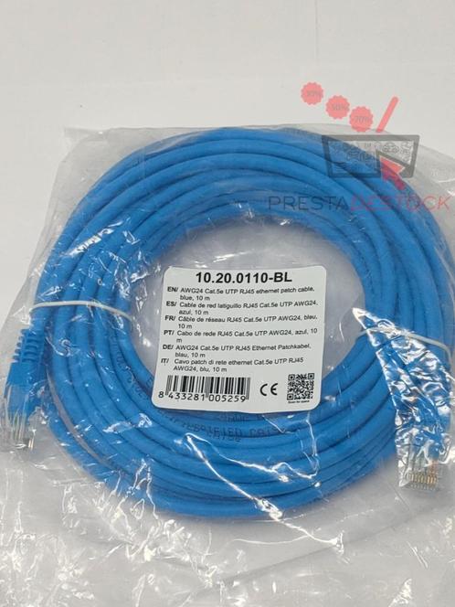 Câble patch Ethernet AWG24 Cat.5e UTP RJ45, bleu, 10m, Informatique & Logiciels, Pc & Câble réseau, Neuf, Envoi