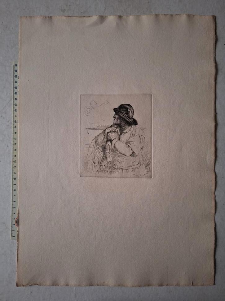 Ets van Joseph Gérard "Visser" uit 1875, Antiek en Kunst, Kunst | Etsen en Gravures, Ophalen of Verzenden