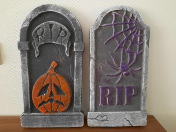 Decoratie Halloween - 2x grafsteen  beschikbaar voor biedingen