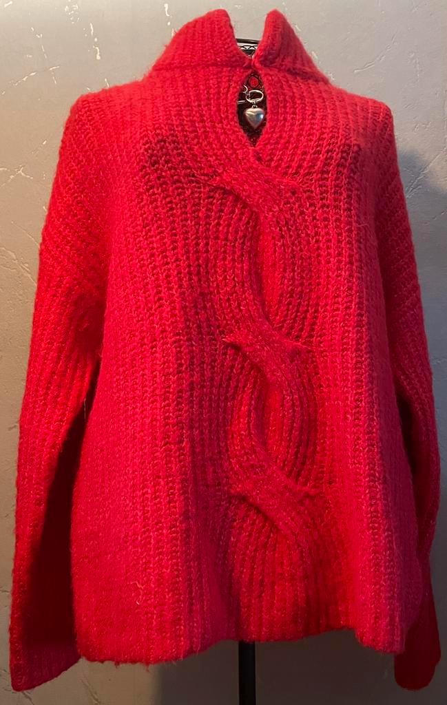 Caroline Biss 42 (44) warme koraal/rode trui, Kleding | Dames, Truien en Vesten, Zo goed als nieuw, Maat 42/44 (L), Overige kleuren