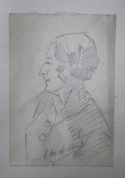 Tekening 1900 Portretstudie Oscar De Clerck croquis ART DECO, Antiek en Kunst, Kunst | Schilderijen | Klassiek, Ophalen of Verzenden
