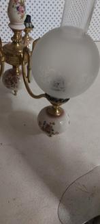 Vintage luster met 5 armen en e bijhorende nachtlampjes, Antiek en Kunst, Ophalen