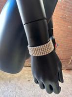 Elastische brede armband, Handtassen en Accessoires, Armbanden, Ophalen of Verzenden, Gebruikt, Zilver
