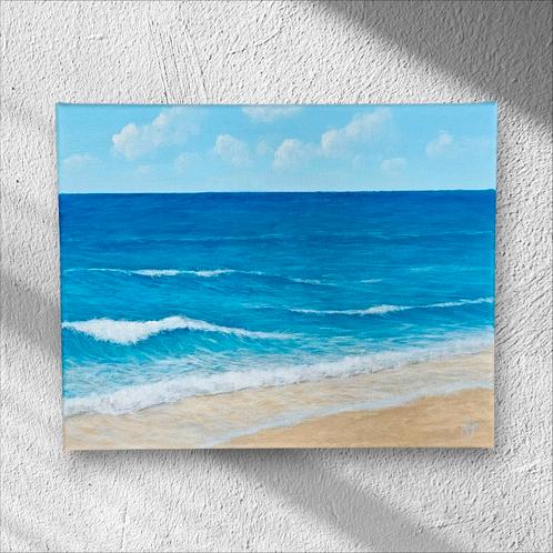 Origineel handgemaakt acrylverf schilderij zee, Antiek en Kunst, Kunst | Schilderijen | Modern, Verzenden