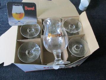 Doos met 6 stuks MINI DUVEL glazen  met gouden letters  beschikbaar voor biedingen