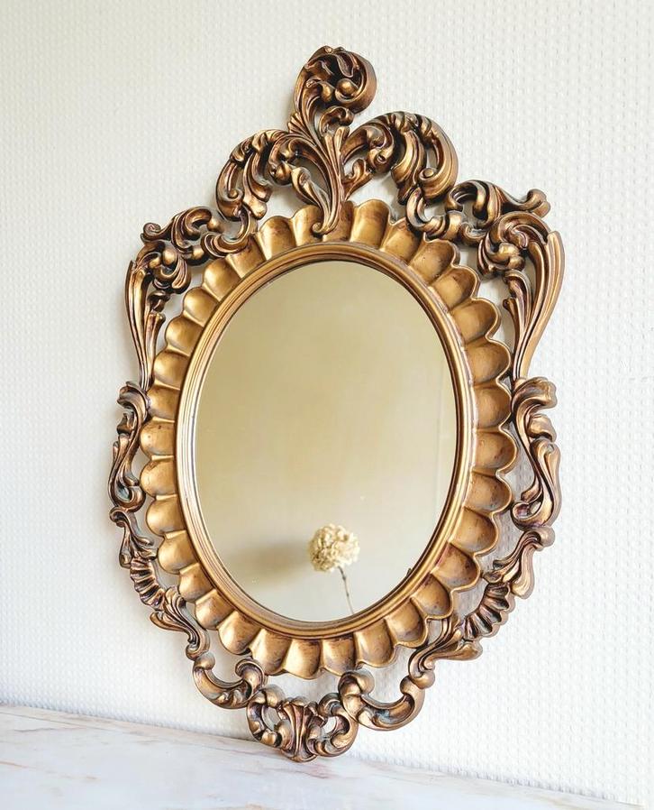 Prachtige vintage franse style goudkleurige spiegel!, Antiek en Kunst, Antiek | Spiegels, Ophalen of Verzenden