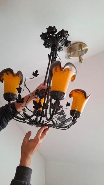 Art Deco kroonluchter met glaspasta  beschikbaar voor biedingen