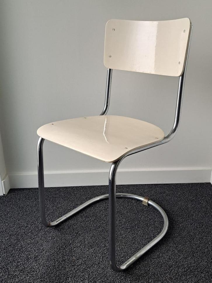 Auping 656 buisframe stoel – vintage designklassieker, Huis en Inrichting, Stoelen, Gebruikt, Eén, Wit, Ophalen