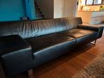 Zwart lederen driezit sofa, Ophalen, Gebruikt, Modern strak, Driepersoons