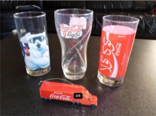 Coca-cola: 32 glazen, zak/tas, kaars, camion 1-3€/stuk, Verzamelen, Merken en Reclamevoorwerpen, Gebruikt, Ophalen of Verzenden