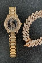 Gouden horloge en armband met diamant, Handtassen en Accessoires, Armbanden, Nieuw