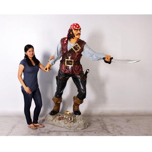 Piraat 180 cm - piratenbeeld met zwaard, Verzamelen, Beelden en Beeldjes, Nieuw, Ophalen